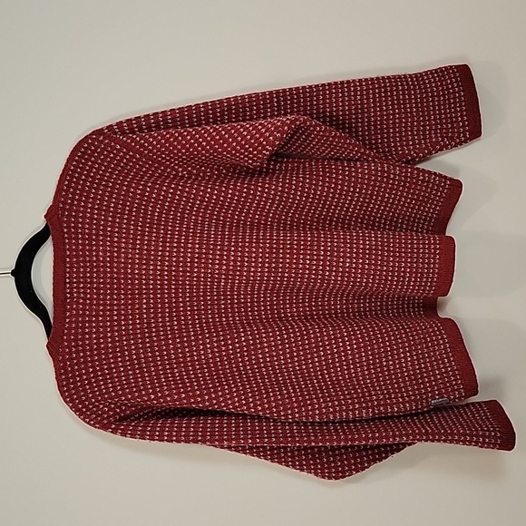 Woolrich Ruby Red All Over Design Wool Zip Up Sweater Cardigan Large - Picture 2 of 10